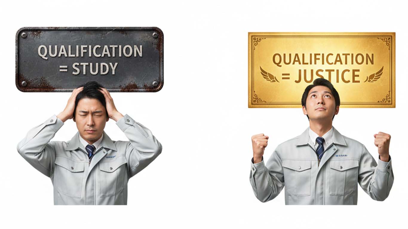 資格を勉強から正義と認識を変えて明るい表情の１級土木管理技士の男性